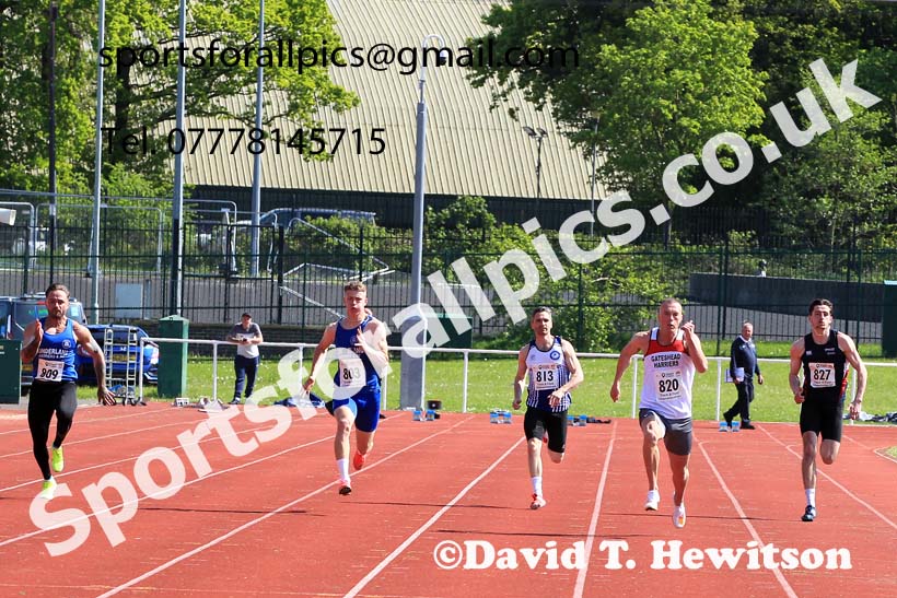 Senior Mens 100 metres, 2023 North Eastern Track and Field Champs., Middlesbrough Sports Village, Middlesbrough. Photo: David T. Hewitson/Sports for All Pics